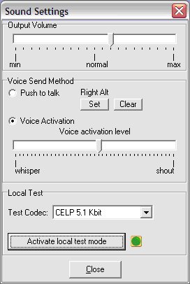 Sound settings